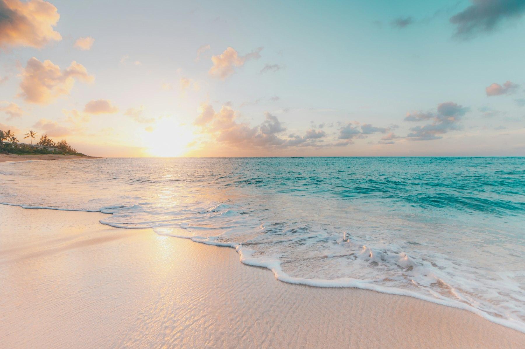 Shoreline under a clear sky